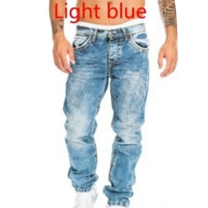 Jeans Rectos Hip Hop para Hombre – Estilo Vintage Lavado