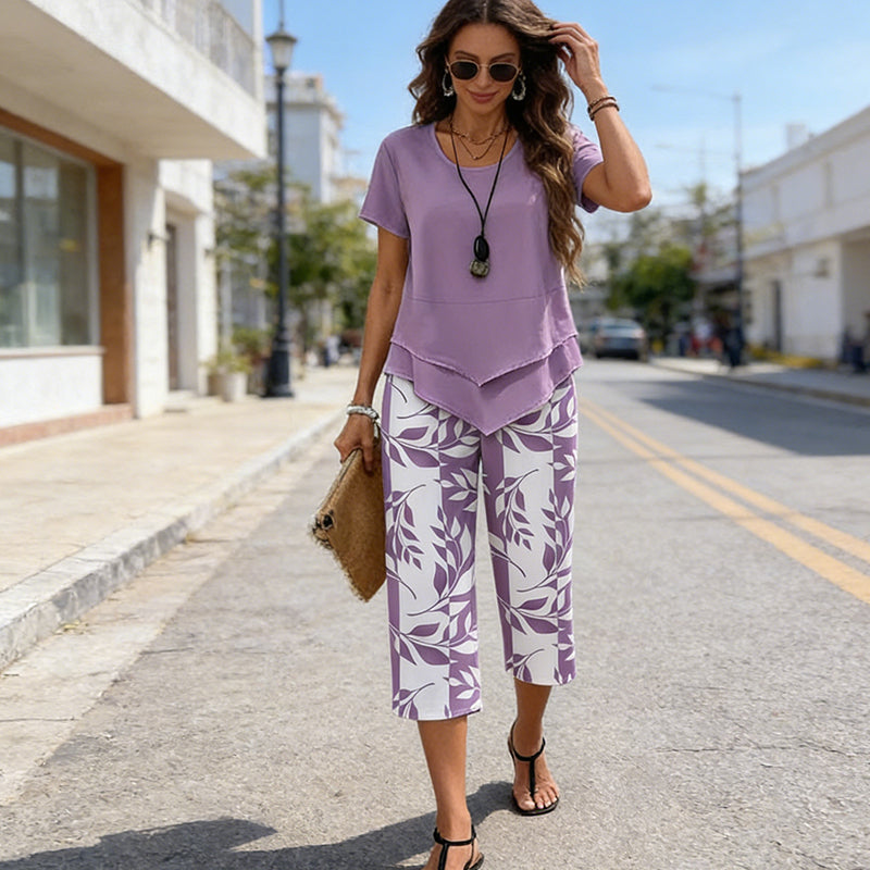 Conjunto Casual Top Multicapa & Pantalón Wide Leg