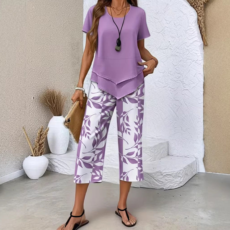 Conjunto Casual Top Multicapa & Pantalón Wide Leg